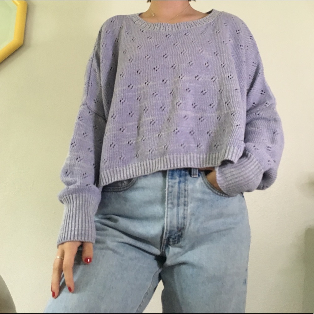 lavender knit cropped sweater